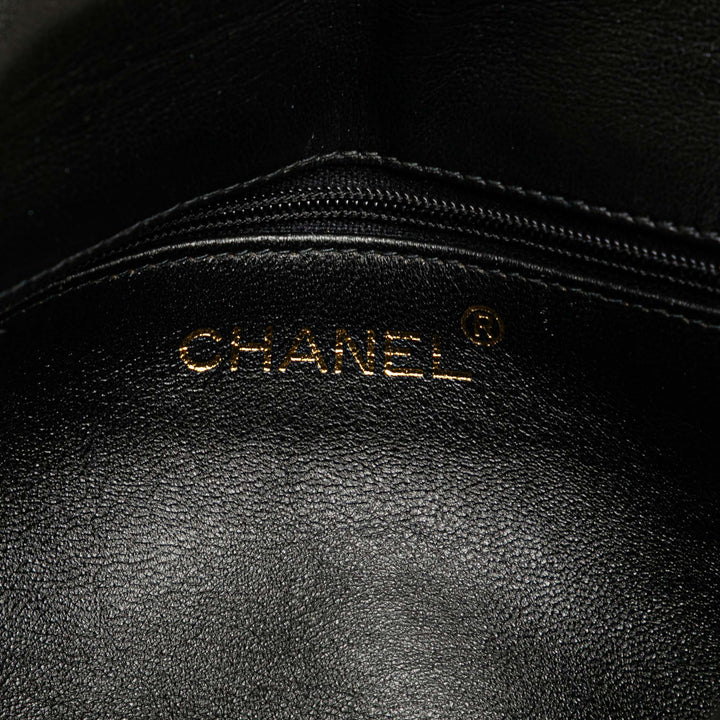 CC Stitched Lambskin Flap Black - Gaby Paris