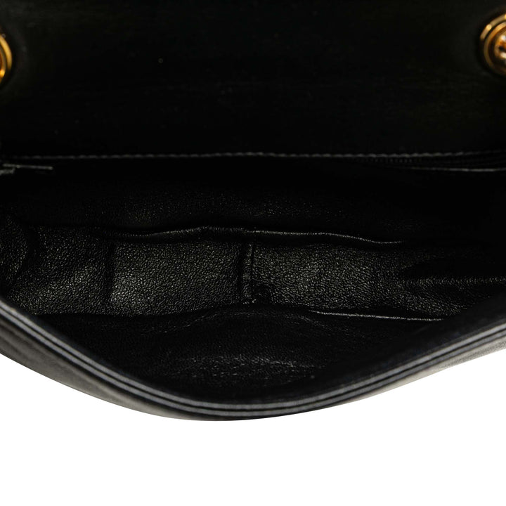CC Stitched Lambskin Flap Black - Gaby Paris