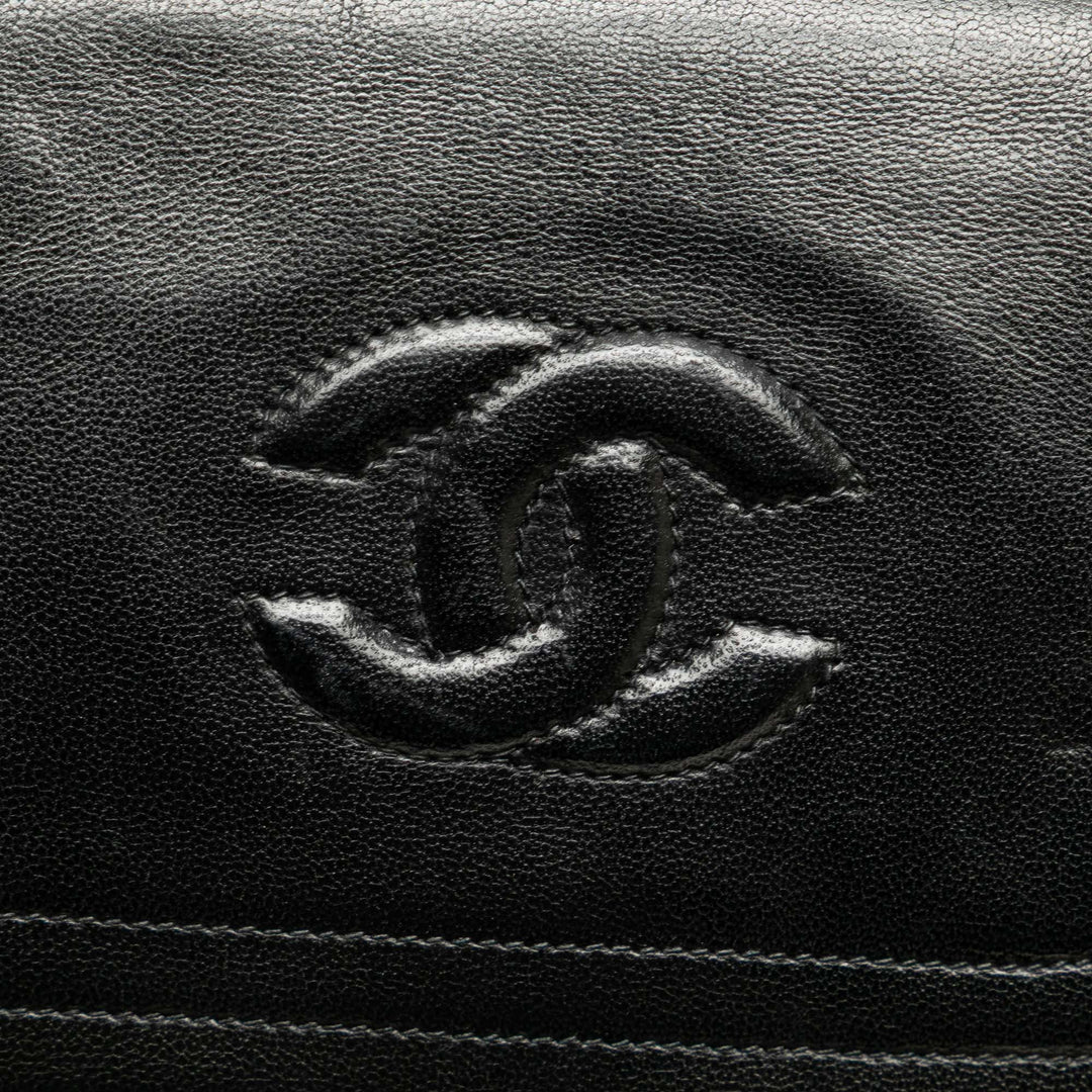 CC Stitched Lambskin Flap Black - Gaby Paris