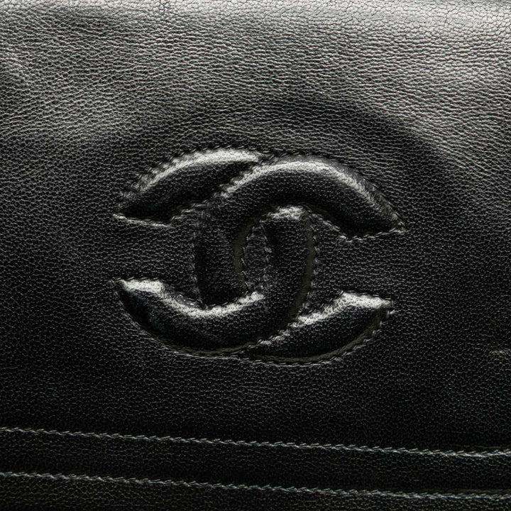 CC Stitched Lambskin Flap Black - Gaby Paris