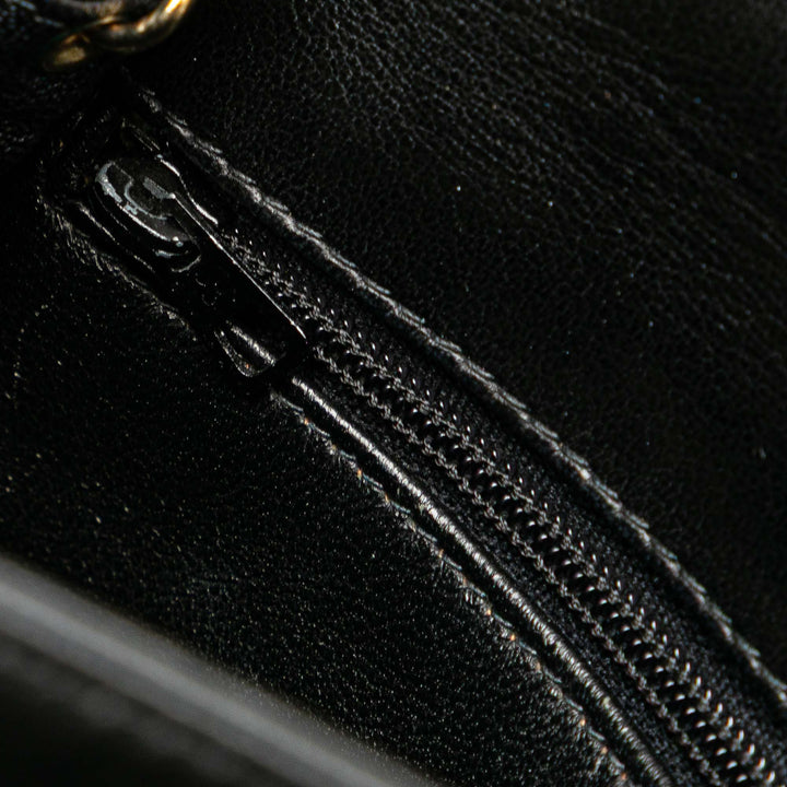 CC Stitched Lambskin Flap Black - Gaby Paris