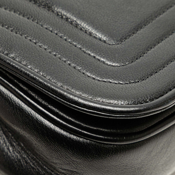 CC Stitched Lambskin Flap Black - Gaby Paris