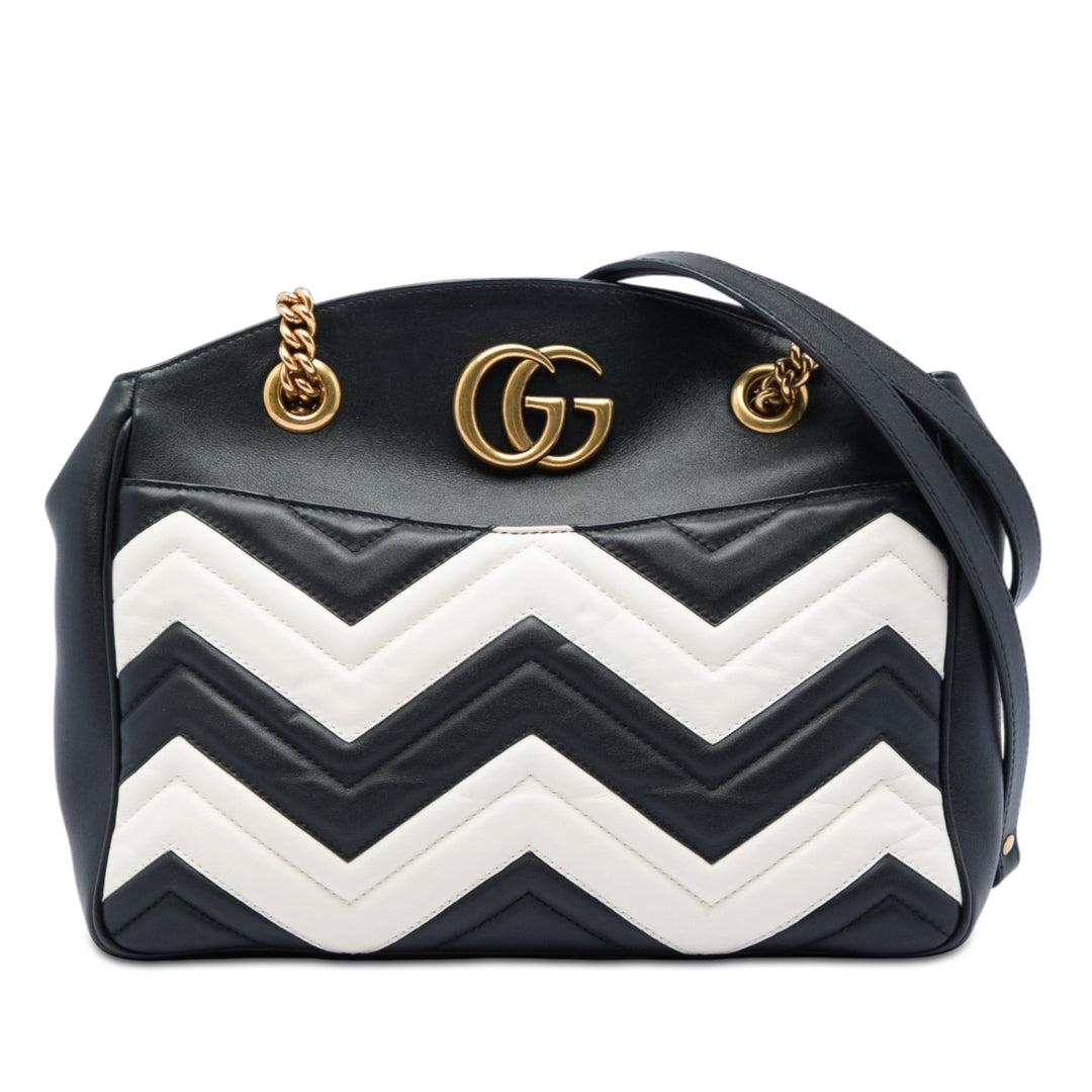 GG Marmont Matelasse Chaîne Sac Moyen Noir