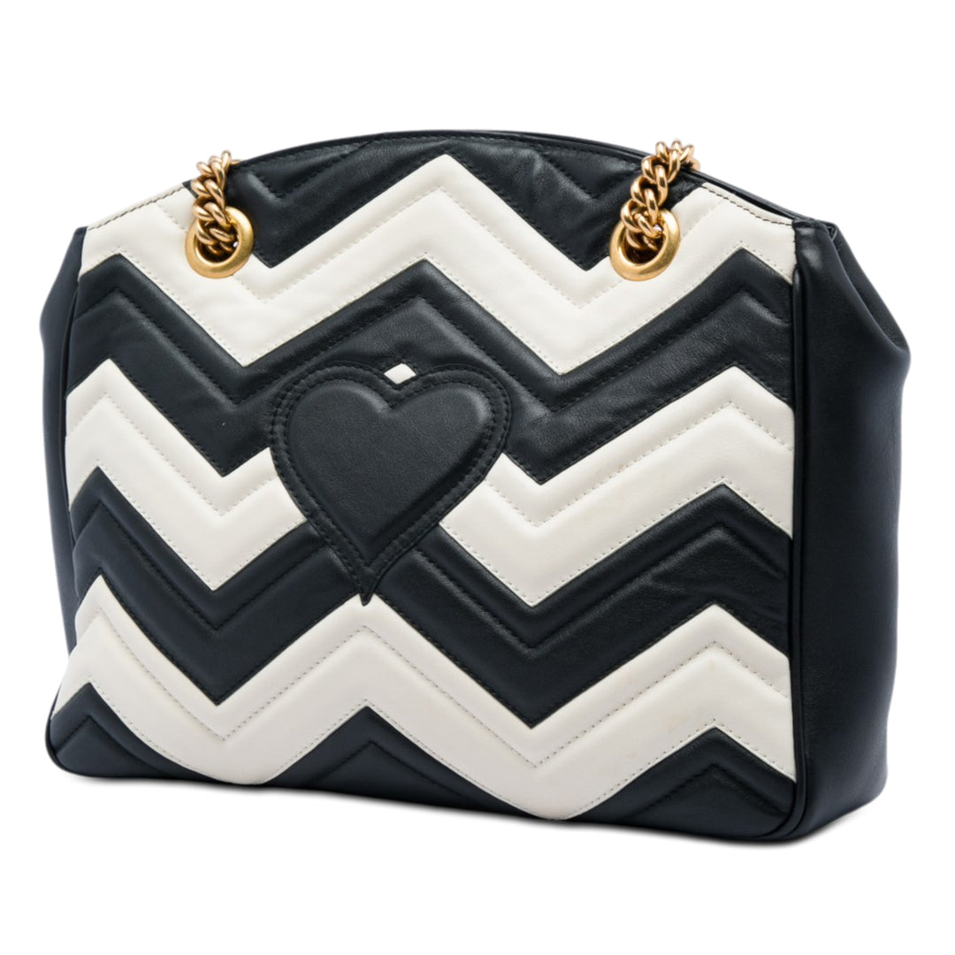 GG Marmont Matelasse Chaîne Sac Moyen Noir