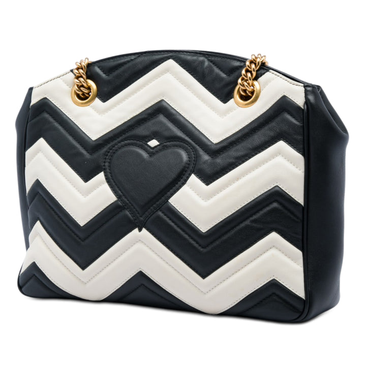 GG Marmont Matelasse Chaîne Sac Moyen Noir