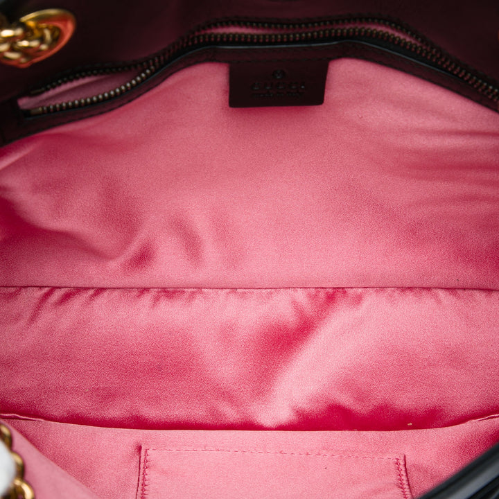 GG Marmont Matelasse Chaîne Sac Moyen Noir