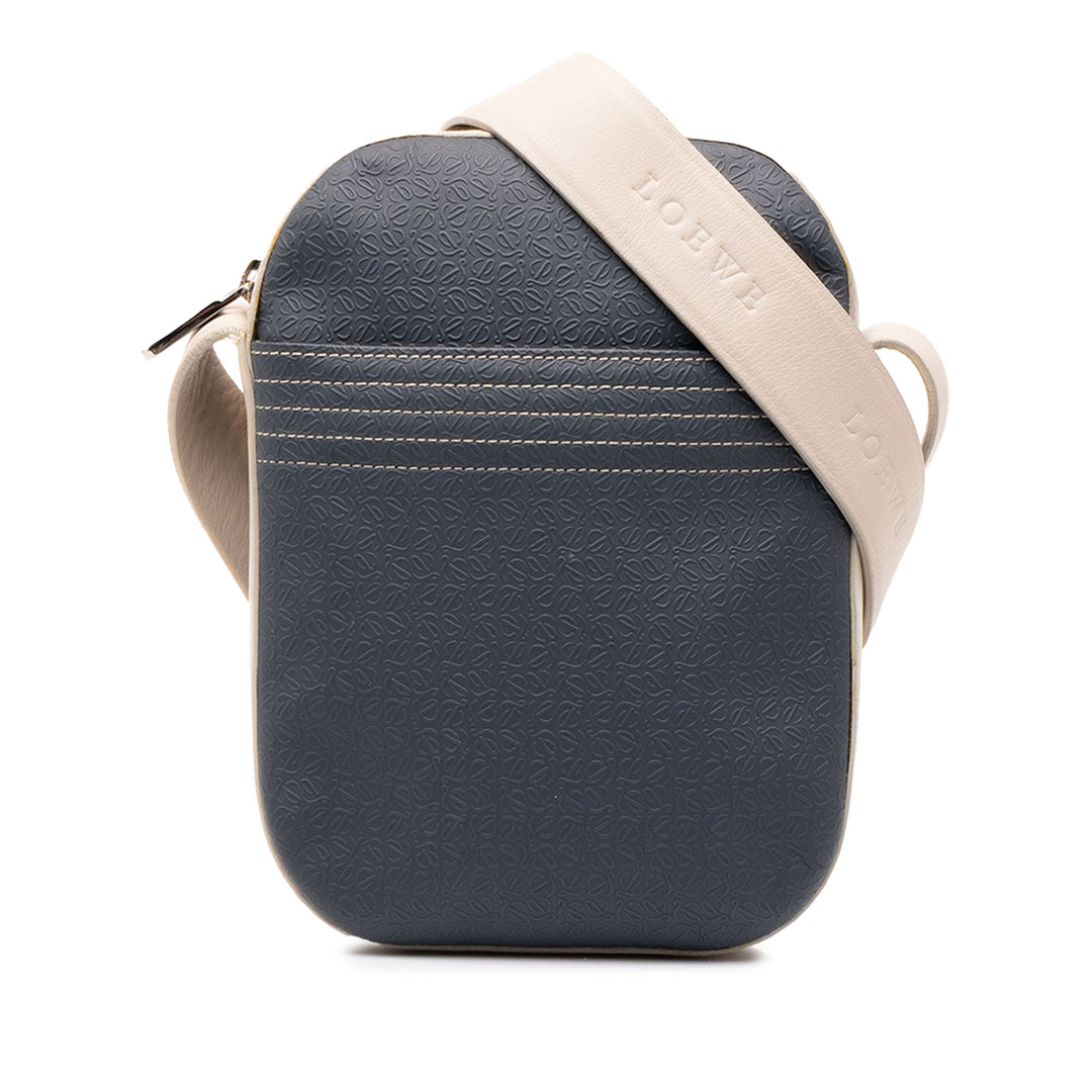 LOEWE Bicolore embossé Repeat Anagram Sac Bleu – vue principale – GABY PARIS