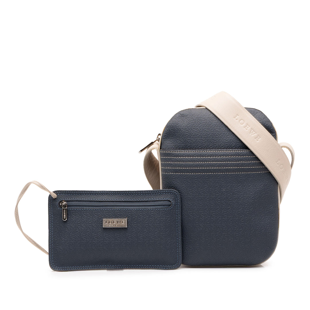 LOEWE Bicolore embossé Repeat Anagram Sac Bleu – vue 7 – GABY PARIS