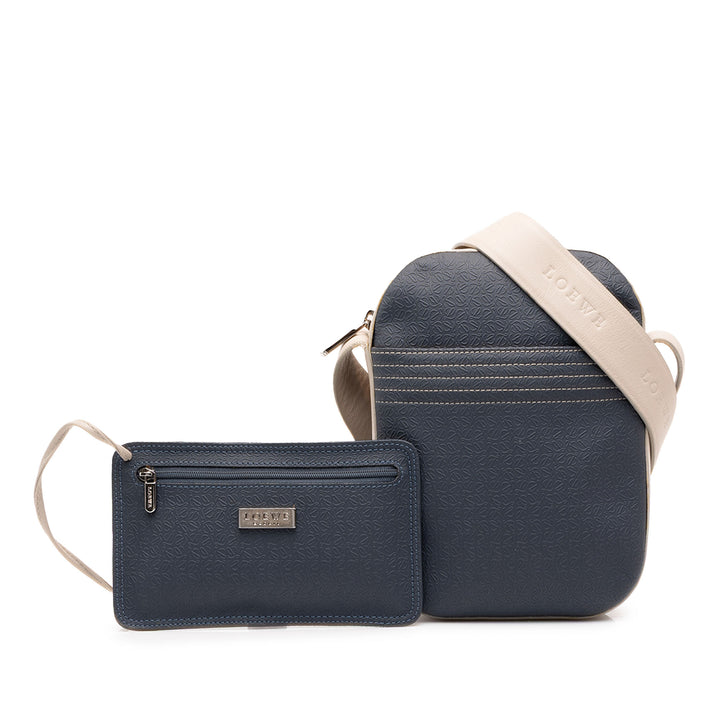 LOEWE Bicolore embossé Repeat Anagram Sac Bleu – vue 7 – GABY PARIS