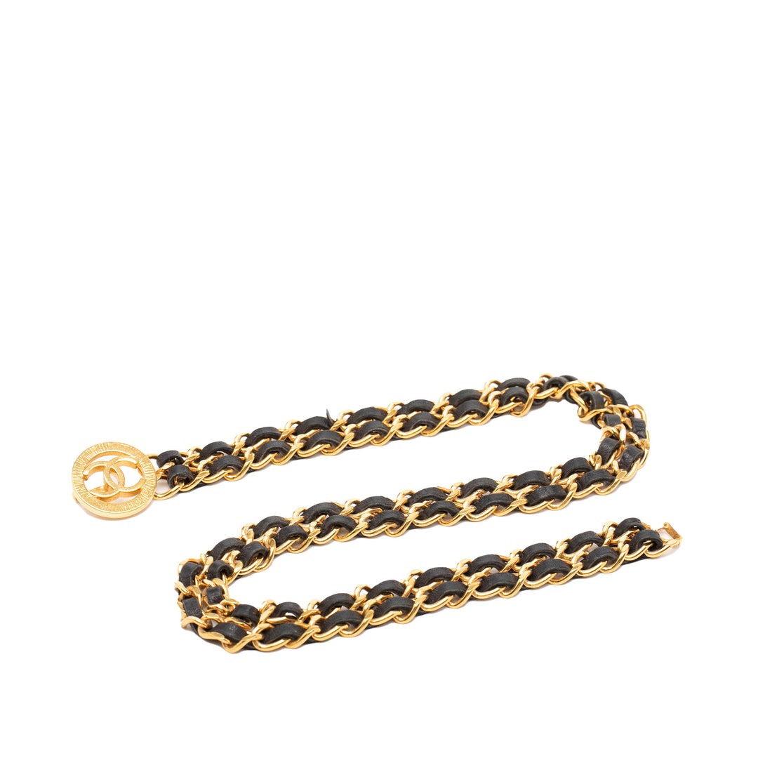 Chanel plaqué Cuir Woven Double Chain Belt