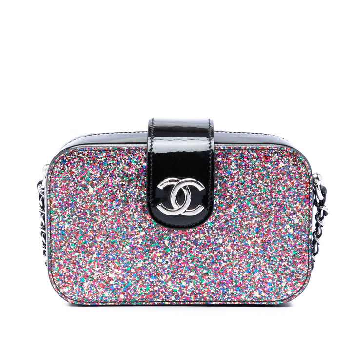 Chanel Glitter Cuir verni Evening On The Moon Camera Étui Multi