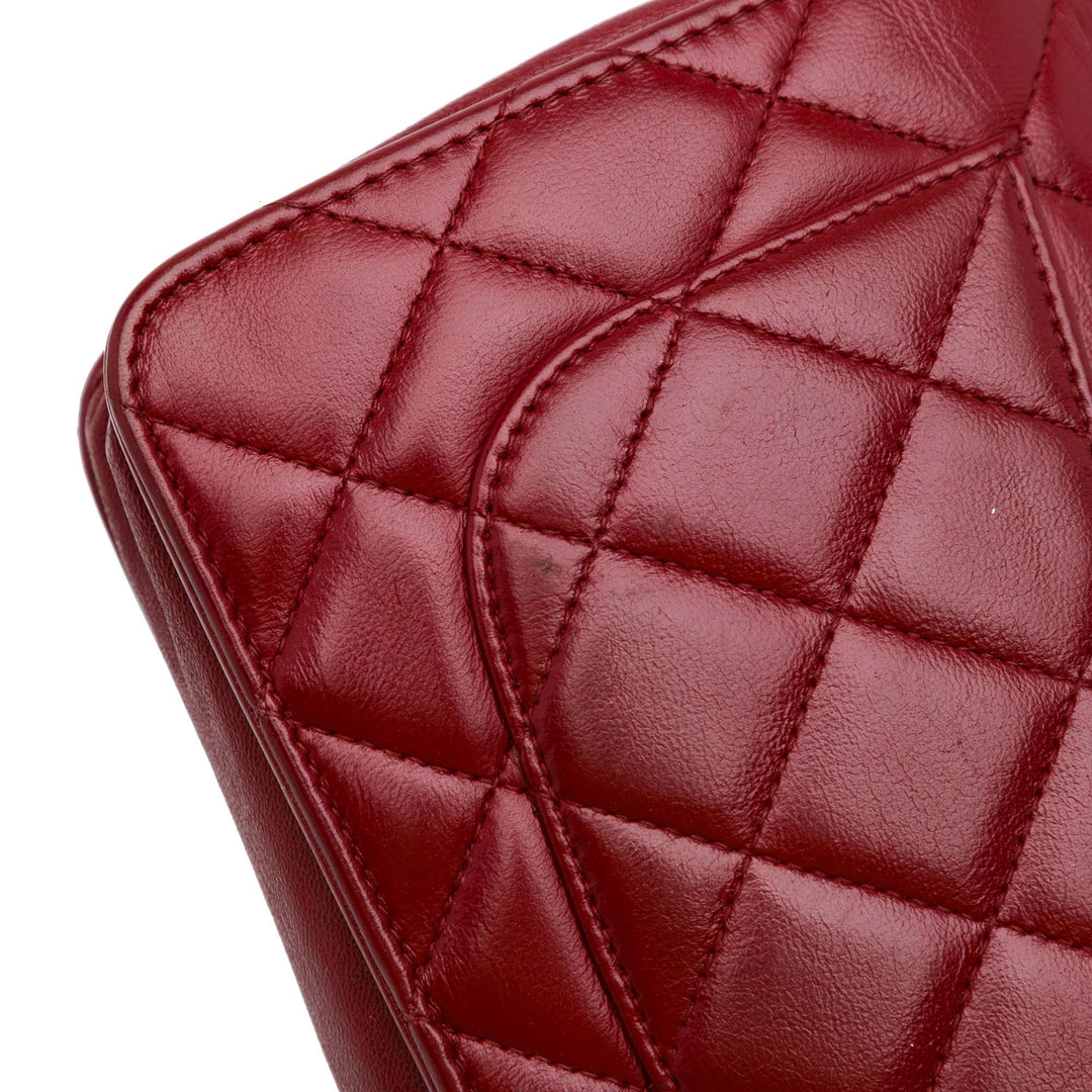 Classic Lambskin Wallet on Chain Red - Gaby Paris