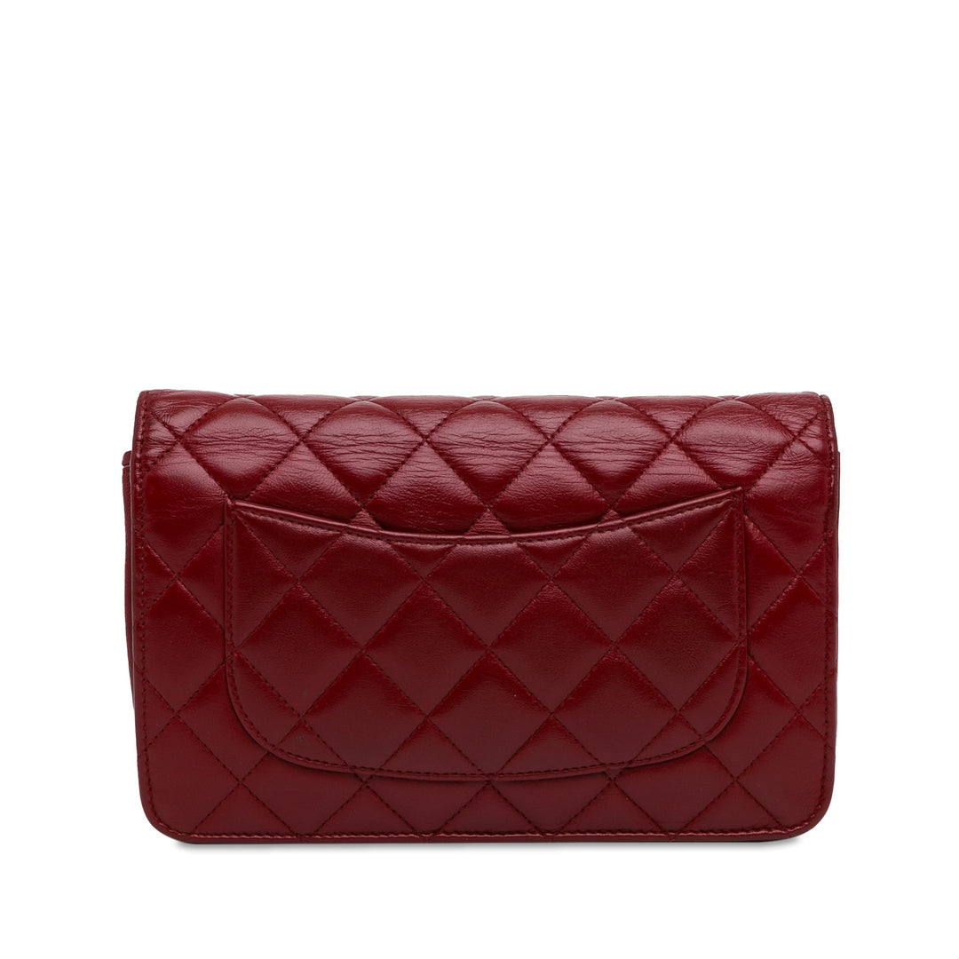 Classic Lambskin Wallet on Chain Red - Gaby Paris