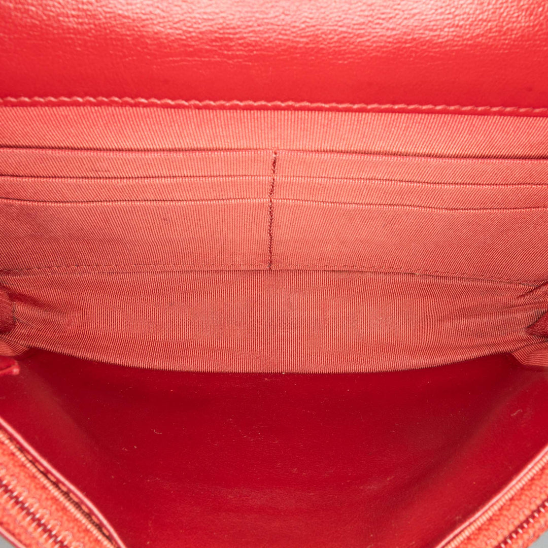 Classic Lambskin Wallet on Chain Red - Gaby Paris