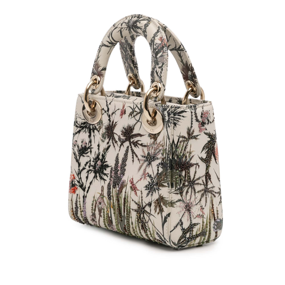 Dior Mini Cuir de veau Beaded Embroidered Jardin Naturel Lady Dior Blanc – GABY PARIS Authentique