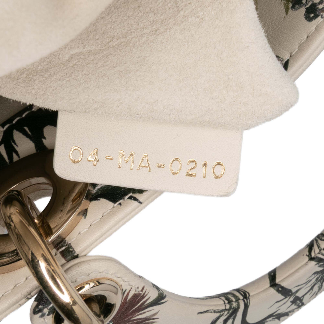 Mini Calfskin Beaded Embroidered Jardin Naturel Lady Dior White - Gaby Paris