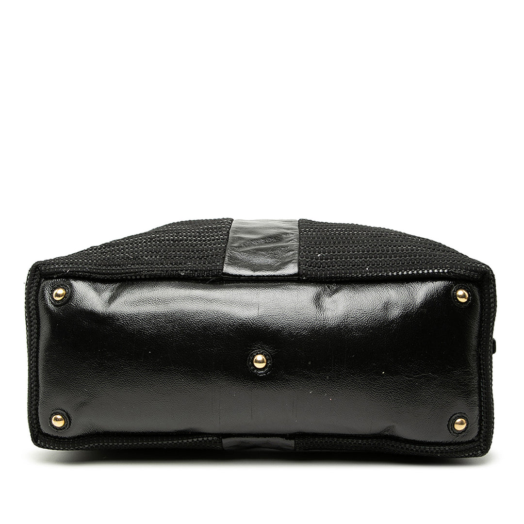 Saint Laurent Textured Fabric et Cuir verni Easy Y Cabas