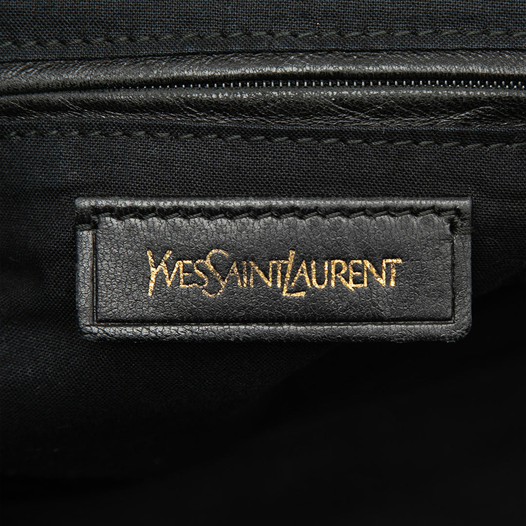 Saint Laurent Textured Fabric et Cuir verni Easy Y Cabas