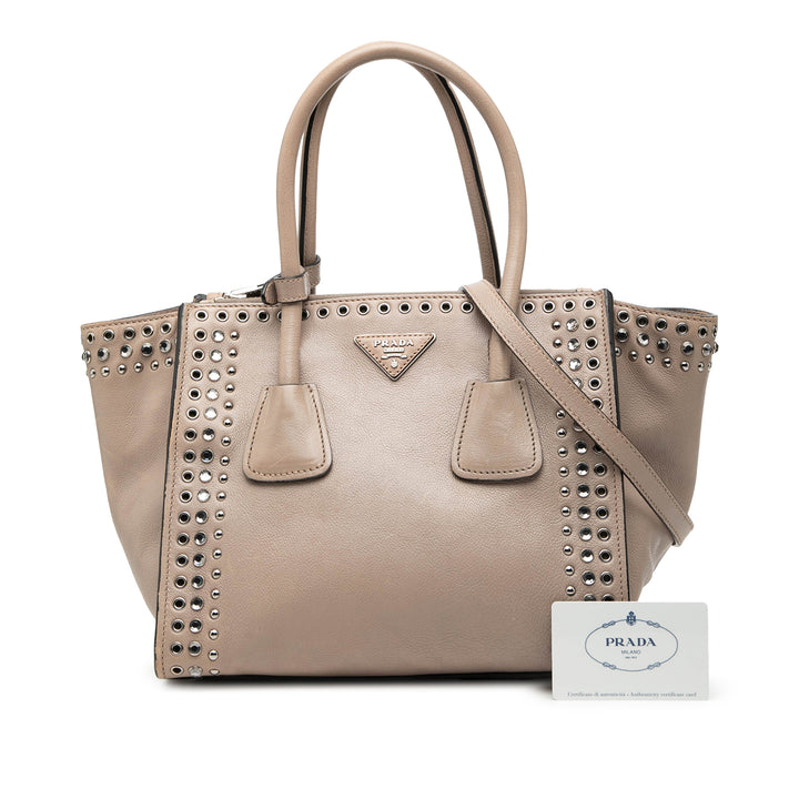 Prada Glace Veau clouté Twin Pocket Sac