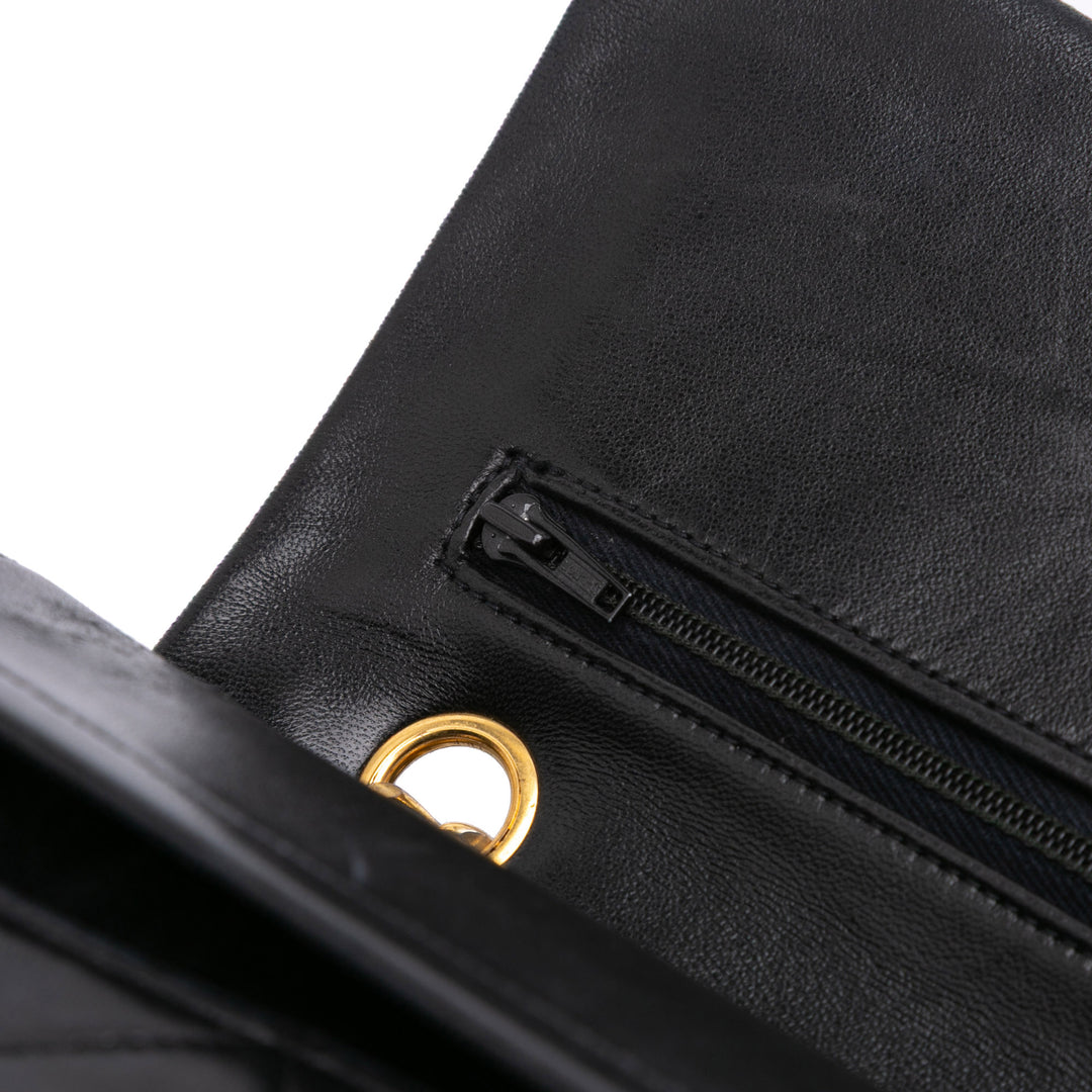 Chanel Medium Classic Cuir d’agneau Double rabat Noir
