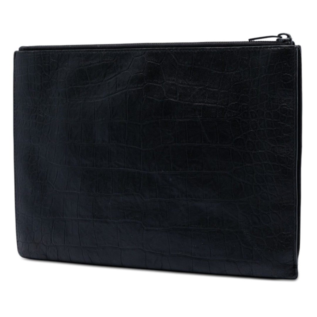 Saint Laurent Croc embossé Cuir Monogram Document Holder