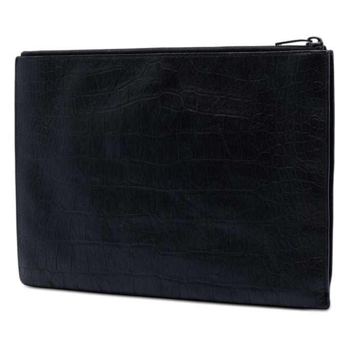 Saint Laurent Croc embossé Cuir Monogram Document Holder
