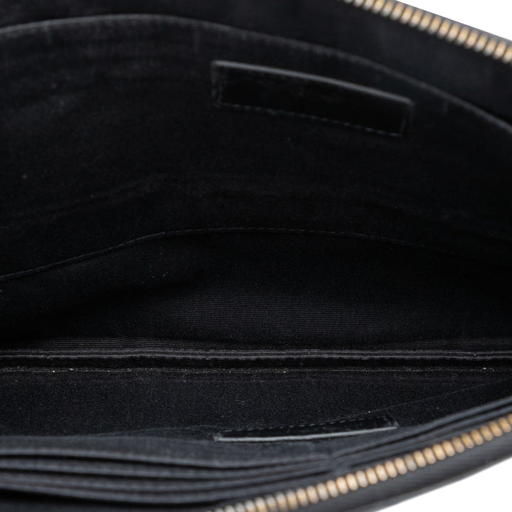 Saint Laurent Croc embossé Cuir Monogram Document Holder