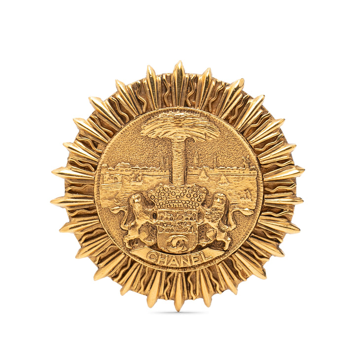 Chanel plaqué Coat of Arms Pin Broche