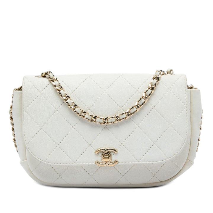 Chanel CC Matelassé Cuir de chèvre Casual Trip à rabat