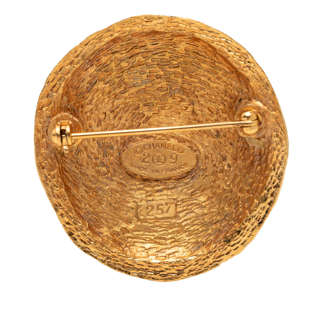 Chanel CC plaqué Rond Broche Métal
