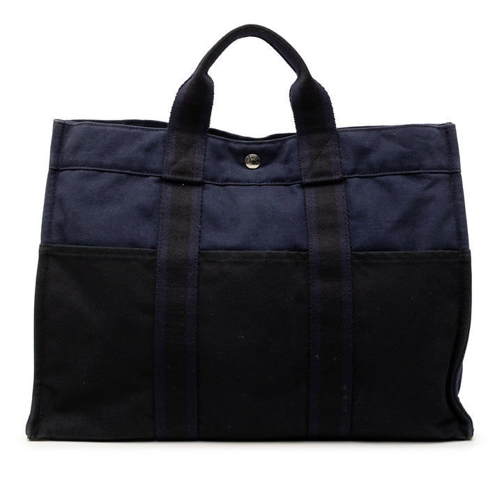 Hermès Bicolor Toile Fourre Tout MM