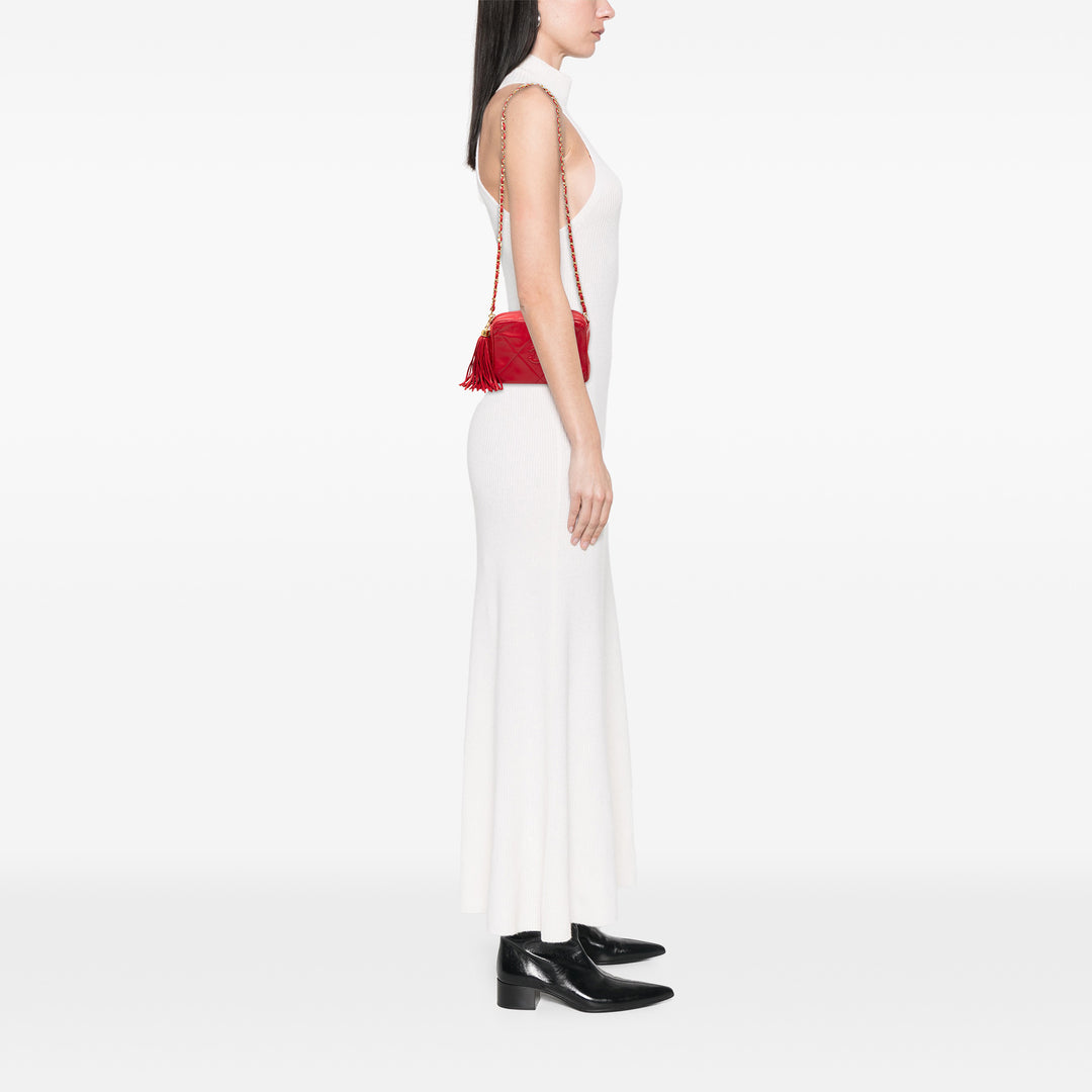 Chanel CC Matelassé Cuir d’agneau Pompon Sac caméra