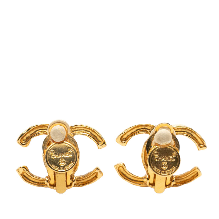 Chanel CC plaqué Clip On Boucles d’oreilles