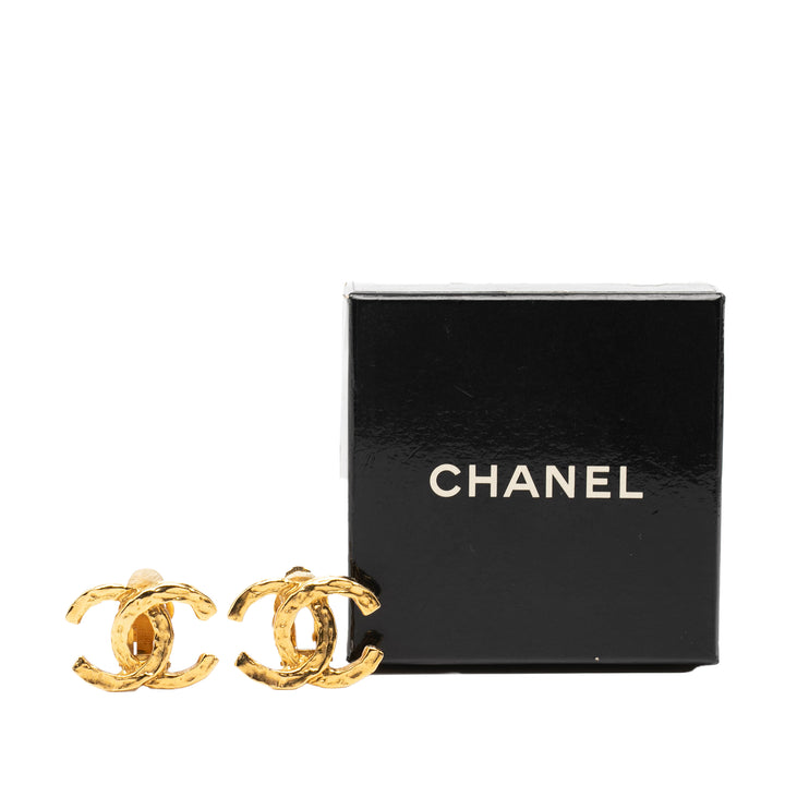 Chanel CC plaqué Clip On Boucles d’oreilles