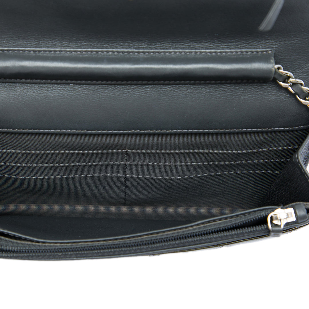 Chanel CC Matelassé Striated Metallic Cuir verni Wallet on Chain
