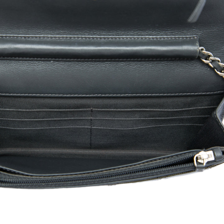 Chanel CC Matelassé Striated Metallic Cuir verni Wallet on Chain