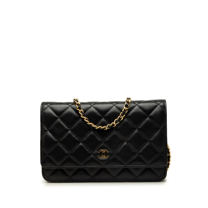 Chanel Sac bandoulière CC Matelassé Wallet on Chain Cuir d'agneau Noir – vue principale – GABY PARIS