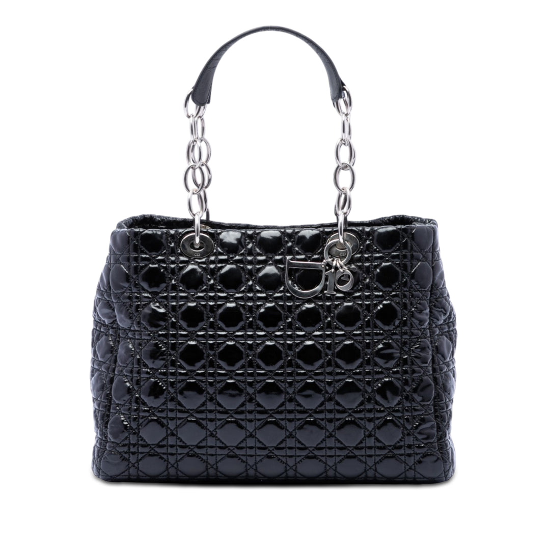 Dior Large Cuir verni Cannage Lady Dior Soft Shopping Cabas