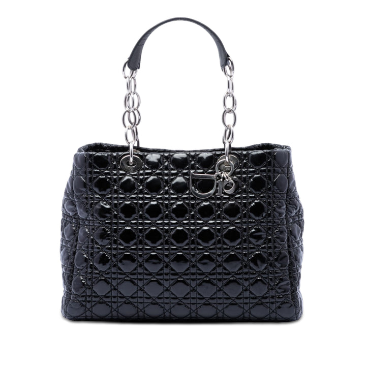 Dior Large Cuir verni Cannage Lady Dior Soft Shopping Cabas