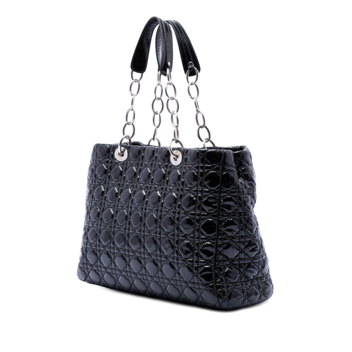 Dior Large Cuir verni Cannage Lady Dior Soft Shopping Cabas