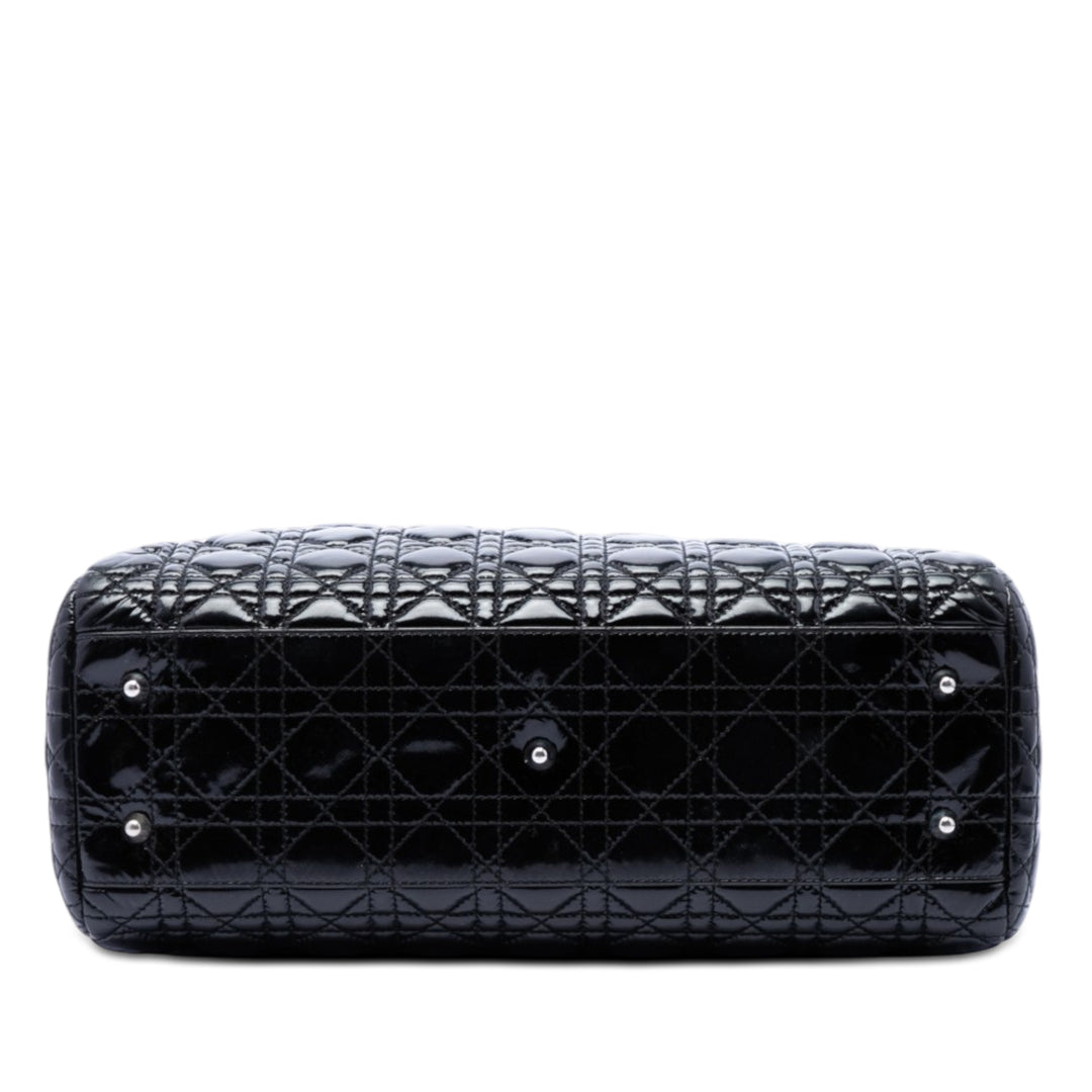 Dior Large Cuir verni Cannage Lady Dior Soft Shopping Cabas