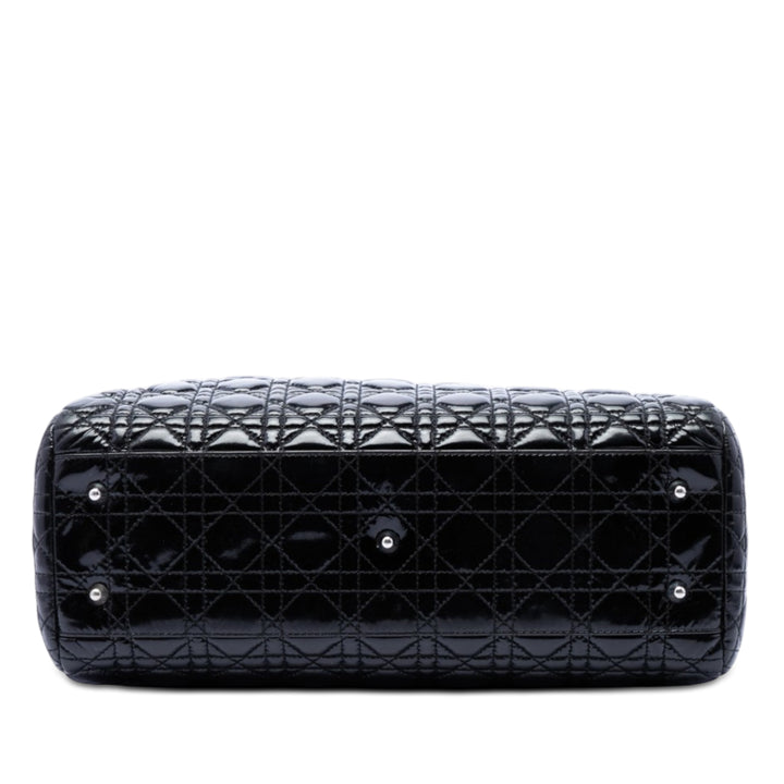 Dior Large Cuir verni Cannage Lady Dior Soft Shopping Cabas
