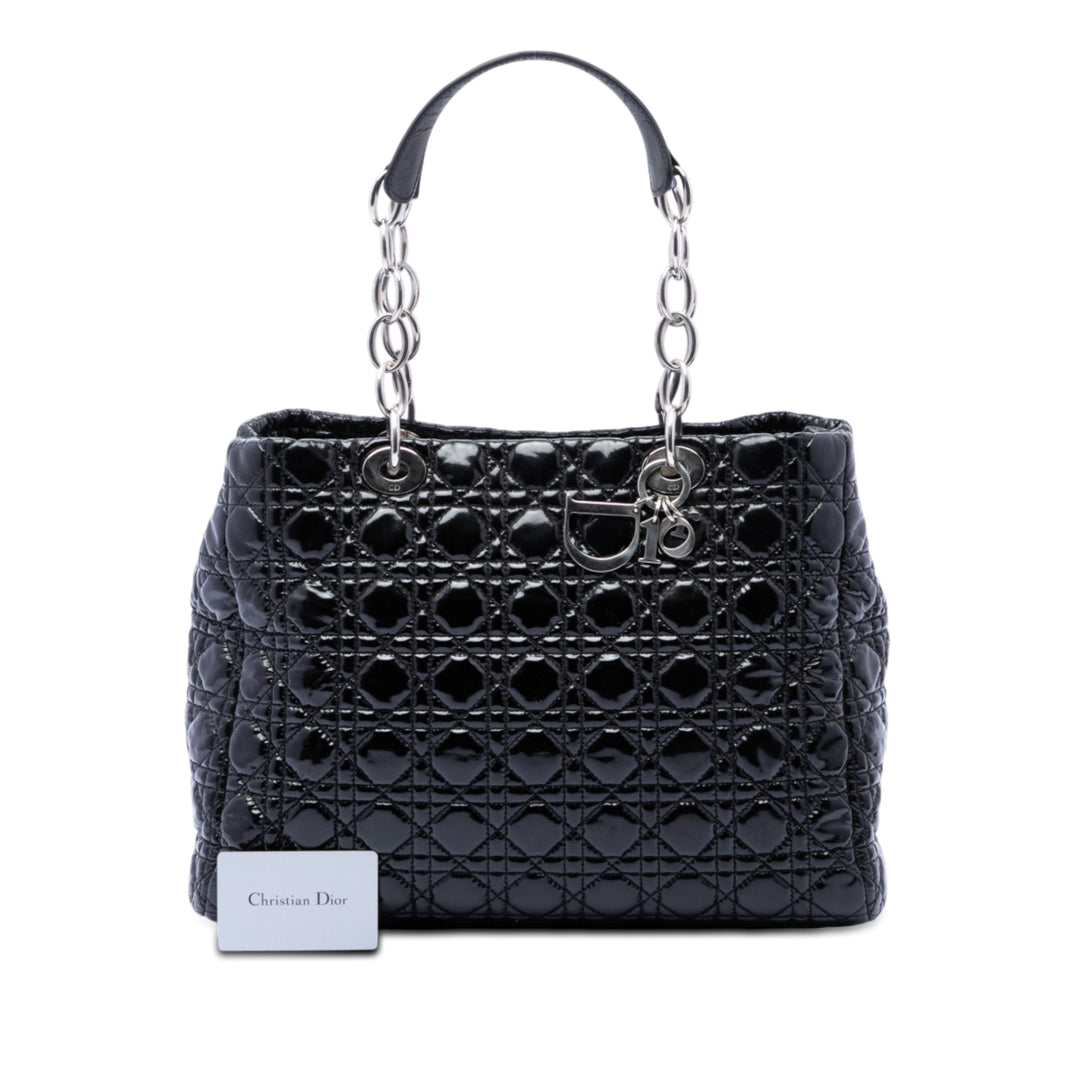 Dior Large Cuir verni Cannage Lady Dior Soft Shopping Cabas