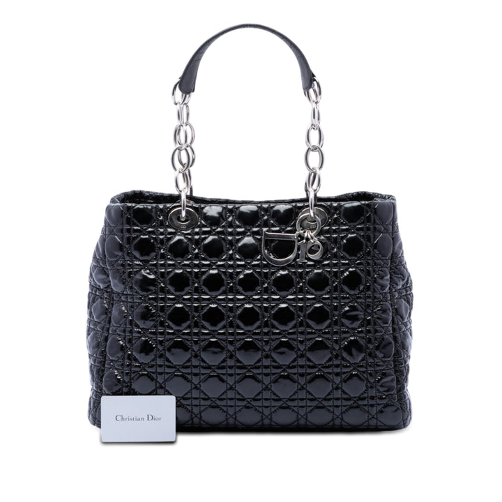Dior Large Cuir verni Cannage Lady Dior Soft Shopping Cabas