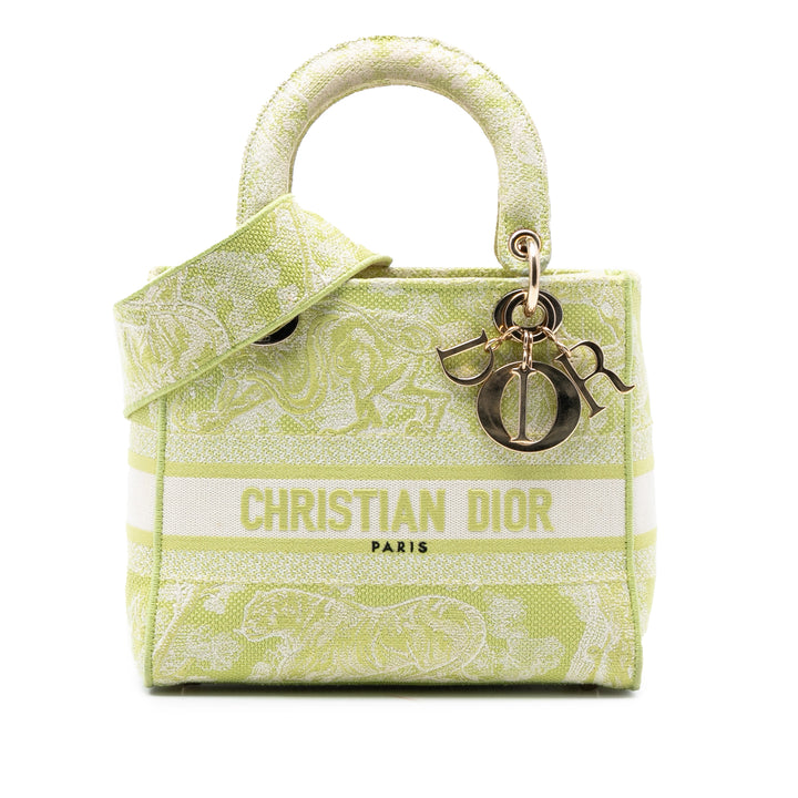 Dior Medium brodé Toile Toile de Jouy Lady D Lite
