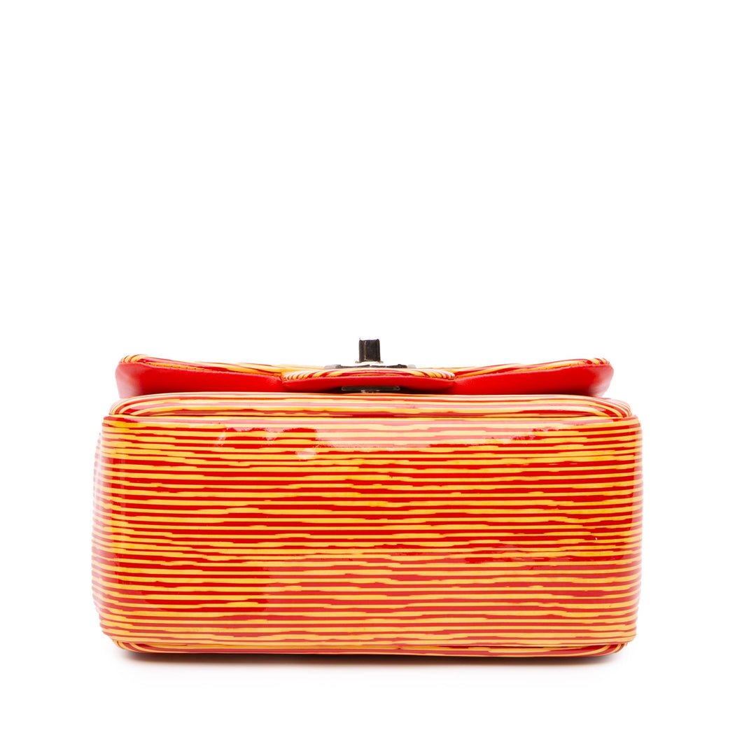 Chanel Classic Carré Rayé Rabat simple Mini Cuir