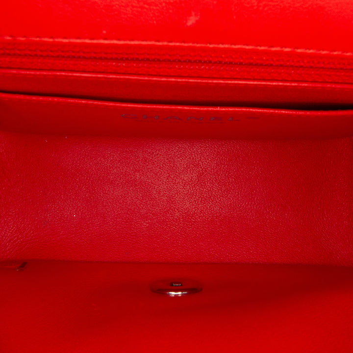 Chanel Classic Carré Rayé Rabat simple Mini Cuir