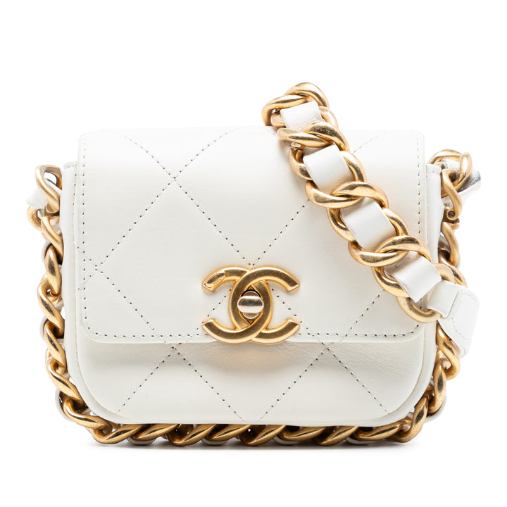 Chanel Mini Matelassé Cuir de veau Framing Chain à rabat