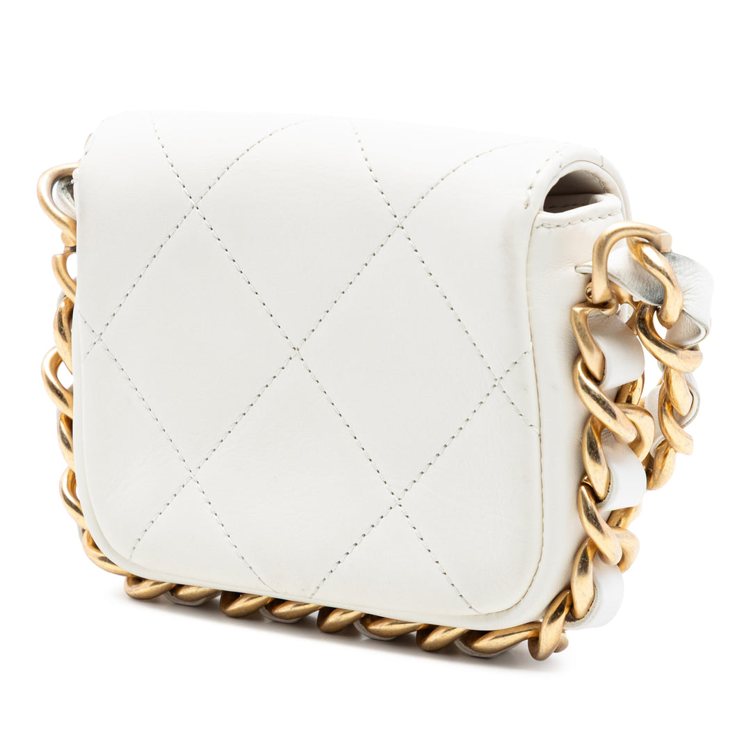 Chanel Mini Matelassé Cuir de veau Framing Chain à rabat