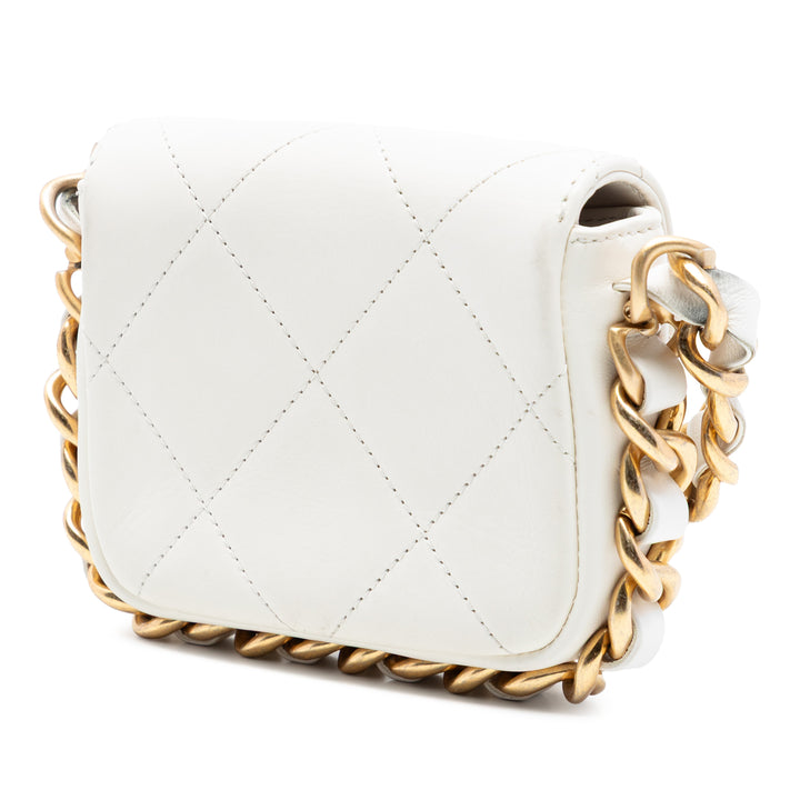 Chanel Mini Matelassé Cuir de veau Framing Chain à rabat